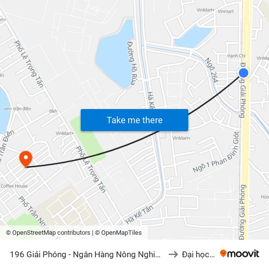 196 Giải Phóng - Ngân Hàng Nông Nghiệp & Ptnt Chi Nhánh Nam Hà Nội to Đại học đại nam map