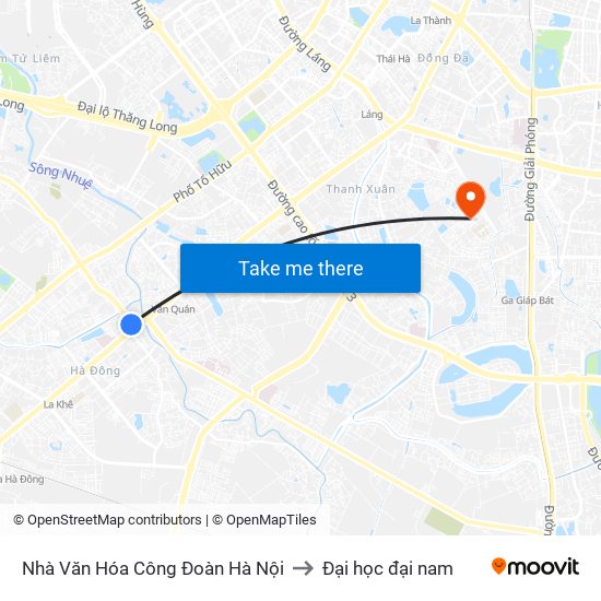 Nhà Văn Hóa Công Đoàn Hà Nội to Đại học đại nam map