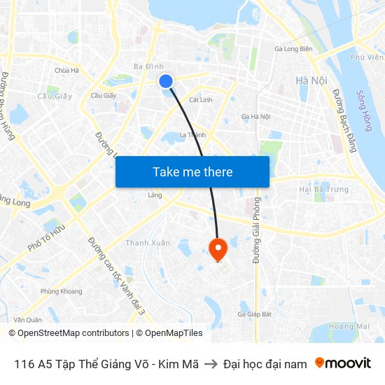 116 A5 Tập Thể Giảng Võ - Kim Mã to Đại học đại nam map