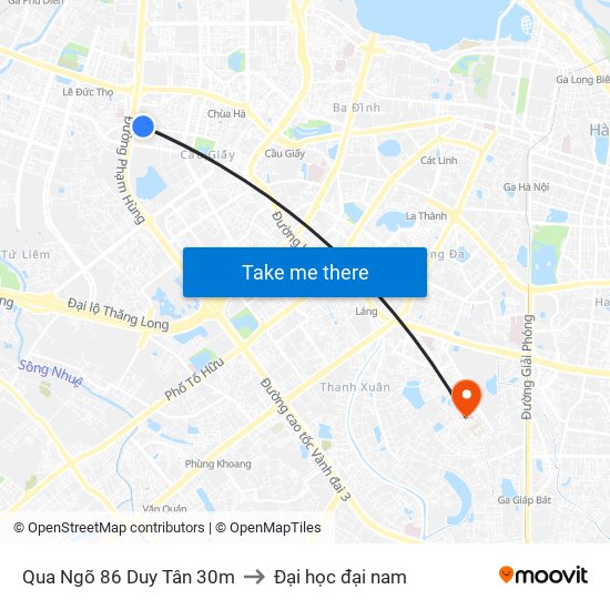 Qua Ngõ 86 Duy Tân 30m to Đại học đại nam map