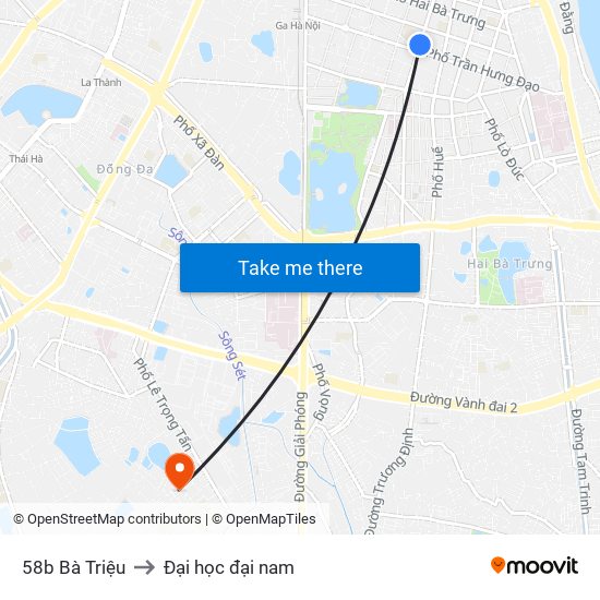 58b Bà Triệu to Đại học đại nam map