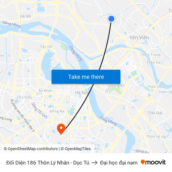 Đối Diện 186 Thôn Lý Nhân - Dục Tú to Đại học đại nam map