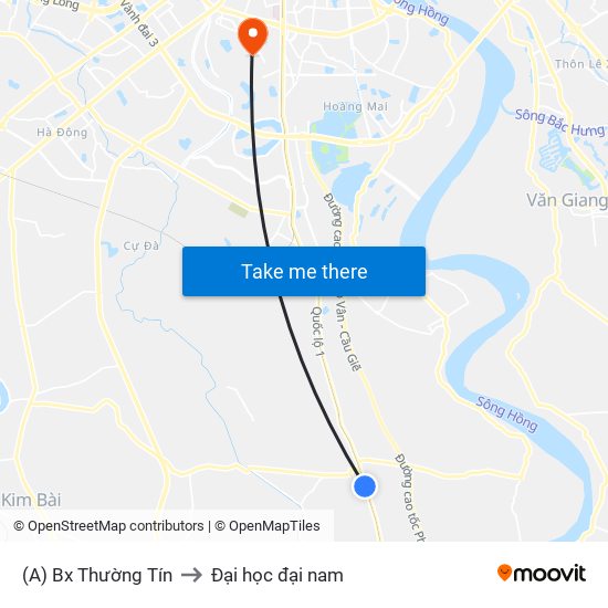 (A) Bx Thường Tín to Đại học đại nam map