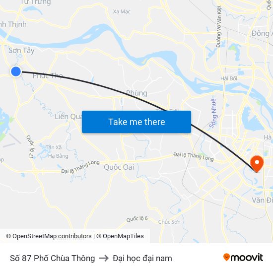 Số 87 Phố Chùa Thông to Đại học đại nam map