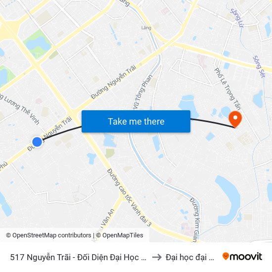 517 Nguyễn Trãi - Đối Diện Đại Học Hà Nội to Đại học đại nam map
