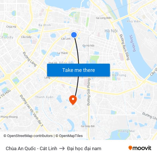 Chùa An Quốc - Cát Linh to Đại học đại nam map