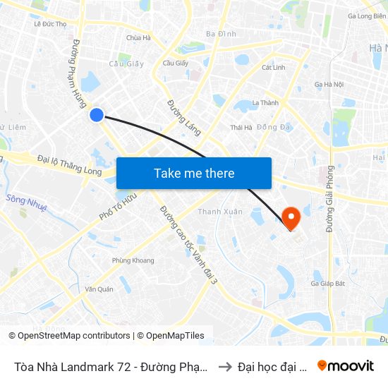 Tòa Nhà Landmark 72 - Đường Phạm Hùng to Đại học đại nam map