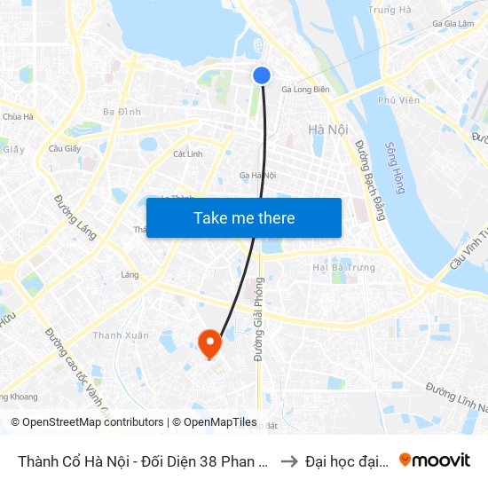 Thành Cổ Hà Nội - Đối Diện 38 Phan Đình Phùng to Đại học đại nam map