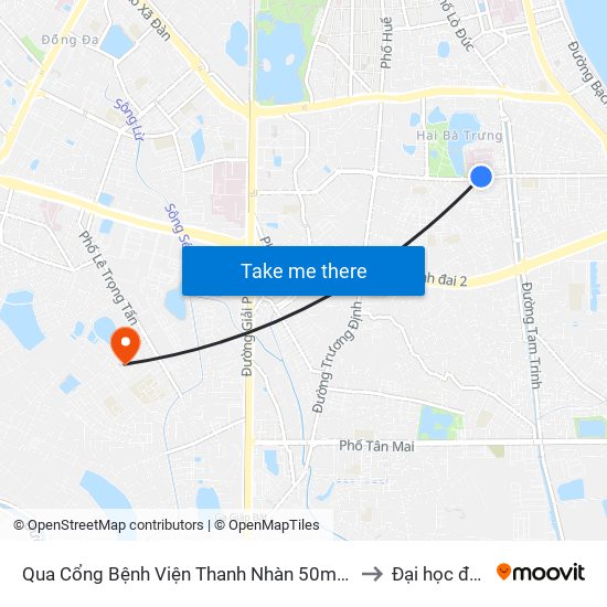 Qua Cổng Bệnh Viện Thanh Nhàn 50m - 42 Thanh Nhàn to Đại học đại nam map