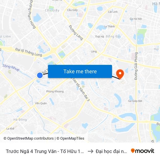 Trước Ngã 4 Trung Văn - Tố Hữu 100m to Đại học đại nam map