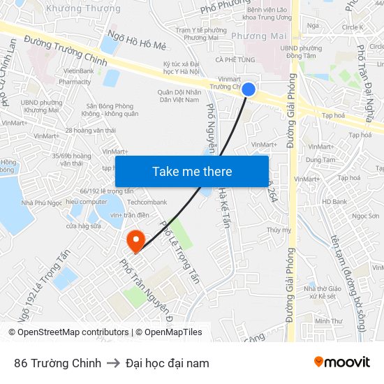 86 Trường Chinh to Đại học đại nam map