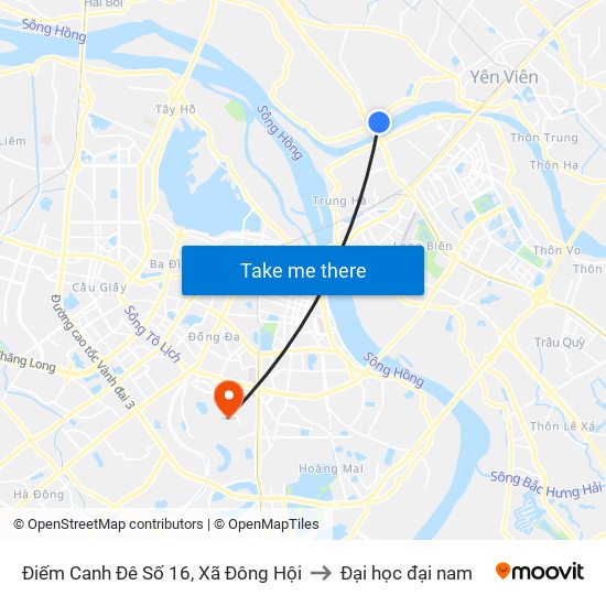 Điếm Canh Đê Số 16, Xã Đông Hội to Đại học đại nam map