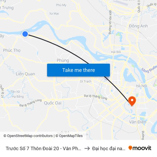 Trước Số 7 Thôn Đoài 20 - Vân Phúc to Đại học đại nam map