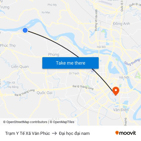 Trạm Y Tế Xã Vân Phúc to Đại học đại nam map