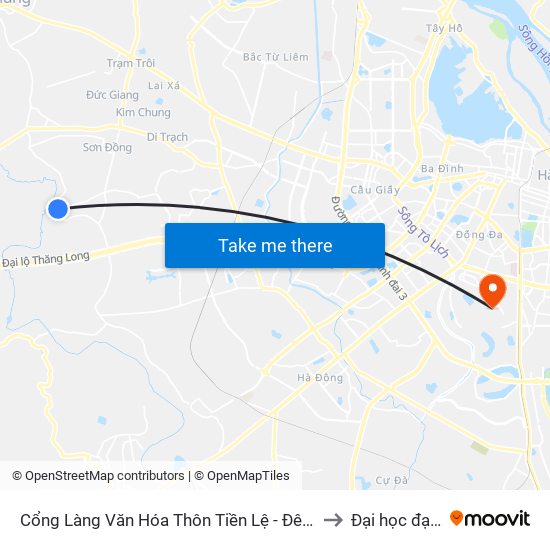 Cổng Làng Văn Hóa Thôn Tiền Lệ - Đê Song Phương to Đại học đại nam map