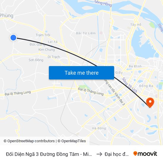 Đối Diện Ngã 3 Đường Đồng Tâm - Minh Khai, Cát Quế to Đại học đại nam map