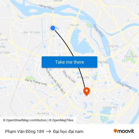Phạm Văn Đồng 189 to Đại học đại nam map