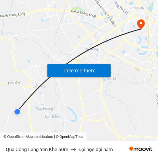 Qua Cổng Làng Yên Khê 50m to Đại học đại nam map