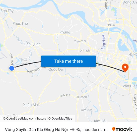 Vòng Xuyến Gần Ktx Đhqg Hà Nội to Đại học đại nam map