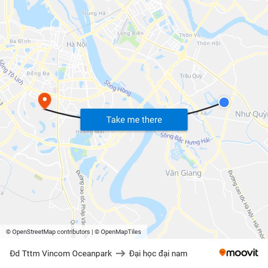 Đd Tttm Vincom Oceanpark to Đại học đại nam map