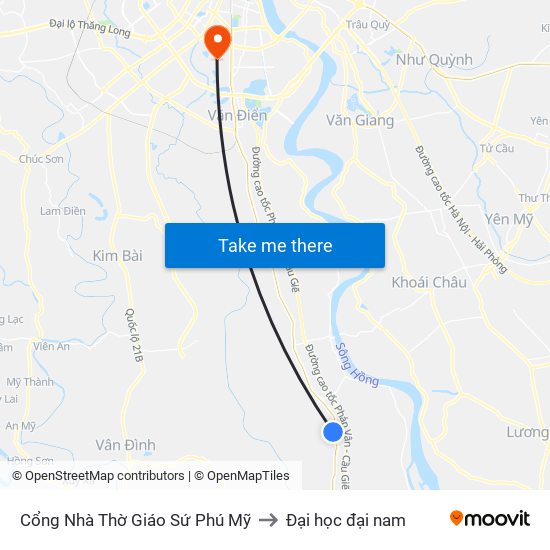 Cổng Nhà Thờ Giáo Sứ Phú Mỹ to Đại học đại nam map