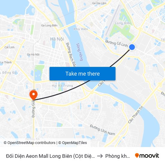 Đối Diện Aeon Mall Long Biên (Cột Điện T4a/2a-B Đường Cổ Linh) to Phòng khám VIP 12 map