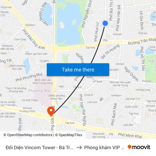 Đối Diện Vincom Tower - Bà Triệu to Phòng khám VIP 12 map