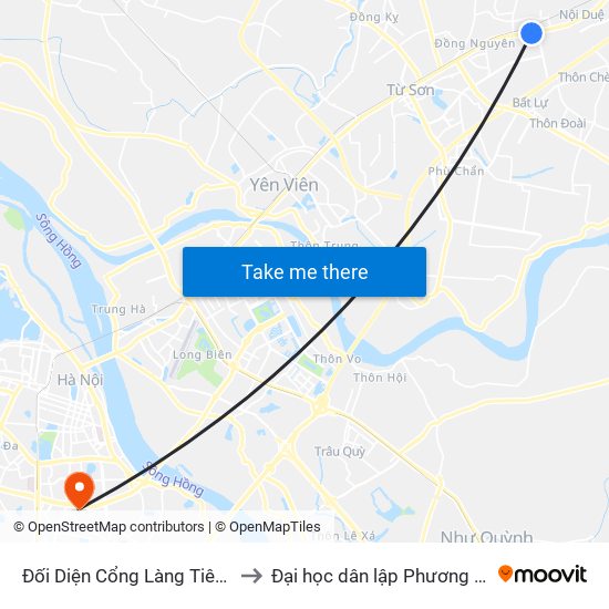 Đối Diện Cổng Làng Tiêu Sơn to Đại học dân lập Phương Đông map