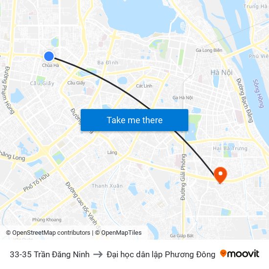 33-35 Trần Đăng Ninh to Đại học dân lập Phương Đông map