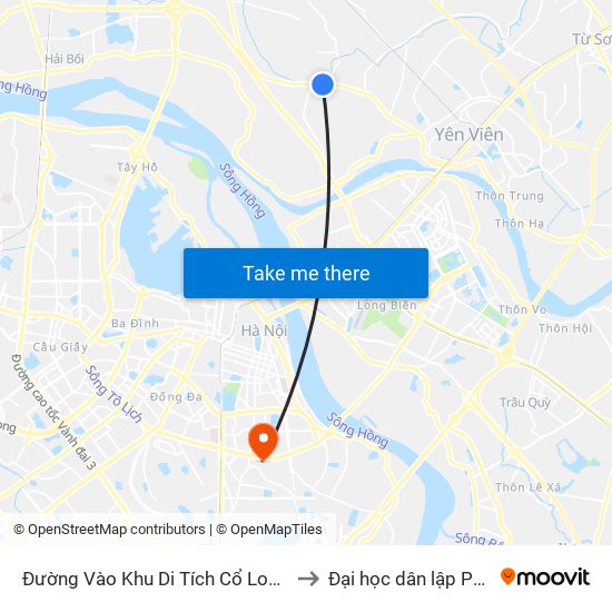 Đường Vào Khu Di Tích Cổ Loa - Km 5 Quốc Lộ 3 to Đại học dân lập Phương Đông map