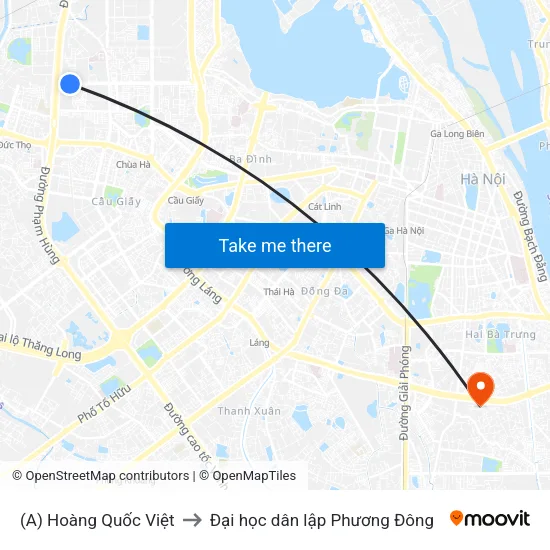 (A) Hoàng Quốc Việt to Đại học dân lập Phương Đông map