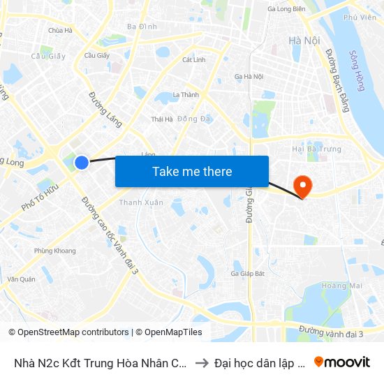 Nhà N2c Kđt Trung Hòa Nhân Chính - Hoàng Minh Giám to Đại học dân lập Phương Đông map