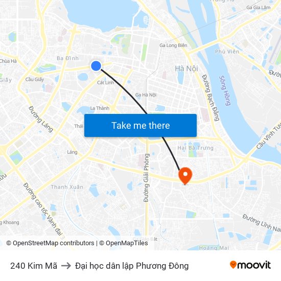 240 Kim Mã to Đại học dân lập Phương Đông map