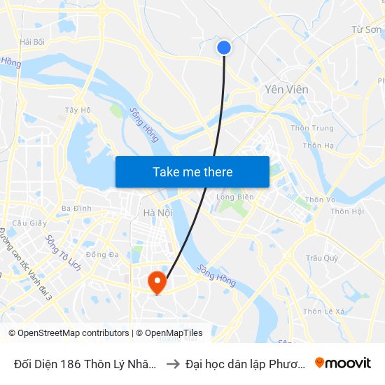 Đối Diện 186 Thôn Lý Nhân - Dục Tú to Đại học dân lập Phương Đông map