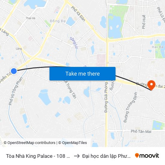 Tòa Nhà King Palace - 108 Nguyễn Trãi to Đại học dân lập Phương Đông map