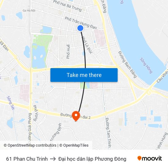 61 Phan Chu Trinh to Đại học dân lập Phương Đông map