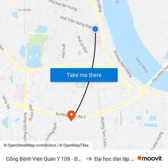 Cổng Bệnh Viện Quân Y 108 - Đối Diện 2e Trần Hưng Đạo to Đại học dân lập Phương Đông map