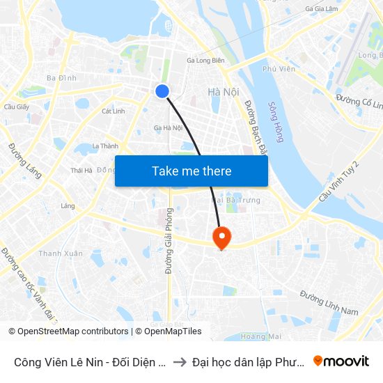 Công Viên Lê Nin - Đối Diện 35 Trần Phú to Đại học dân lập Phương Đông map