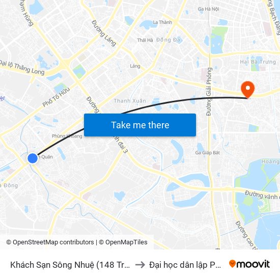 Khách Sạn Sông Nhuệ (148 Trần Phú- Hà Đông) to Đại học dân lập Phương Đông map