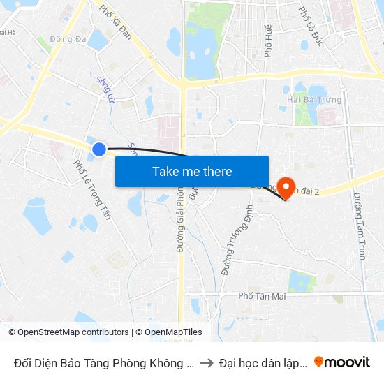 Đối Diện Bảo Tàng Phòng Không Không Quân - Trường Chinh to Đại học dân lập Phương Đông map