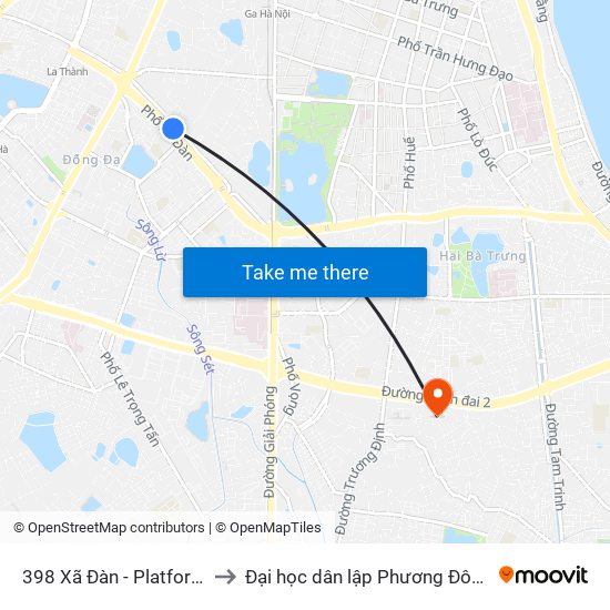 398 Xã Đàn - Platform to Đại học dân lập Phương Đông map