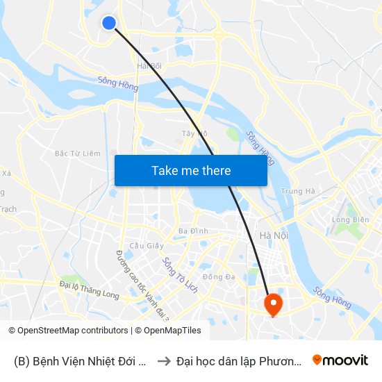 (B) Bệnh Viện Nhiệt Đới Tw Cs2 to Đại học dân lập Phương Đông map