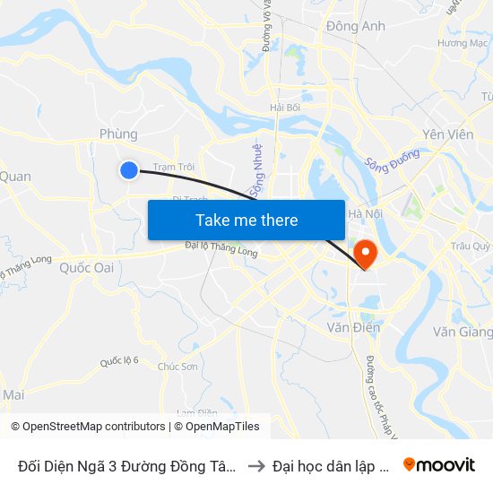 Đối Diện Ngã 3 Đường Đồng Tâm - Minh Khai, Cát Quế to Đại học dân lập Phương Đông map