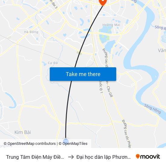 Trung Tâm Điện Máy Điền Ngân to Đại học dân lập Phương Đông map