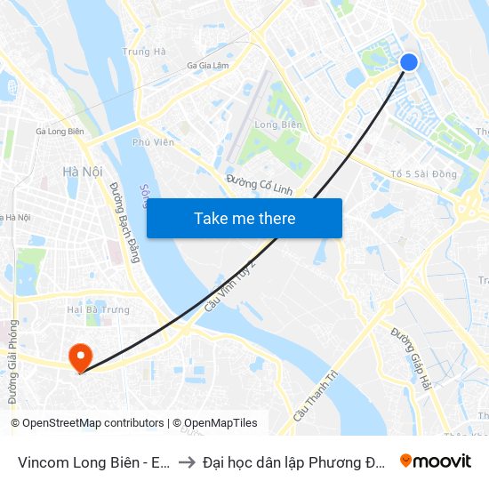 Vincom Long Biên - E04 to Đại học dân lập Phương Đông map