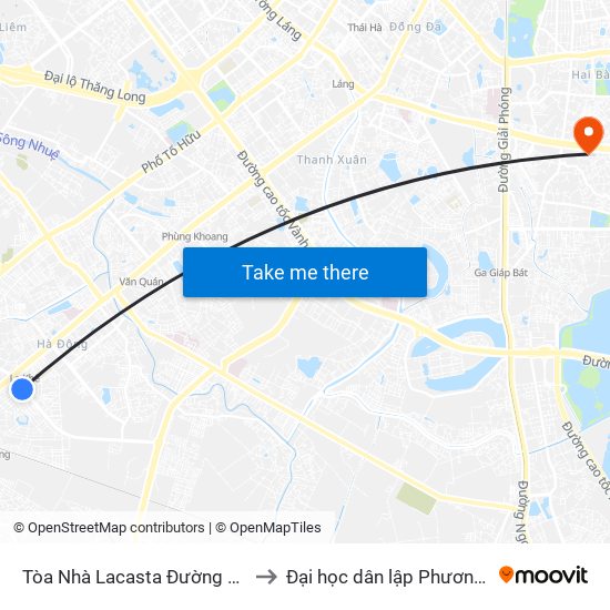 Tòa Nhà Lacasta Đường Văn Khê to Đại học dân lập Phương Đông map