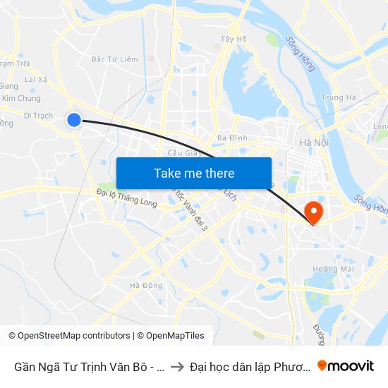 Gần Ngã Tư Trịnh Văn Bô - Đường 70 to Đại học dân lập Phương Đông map