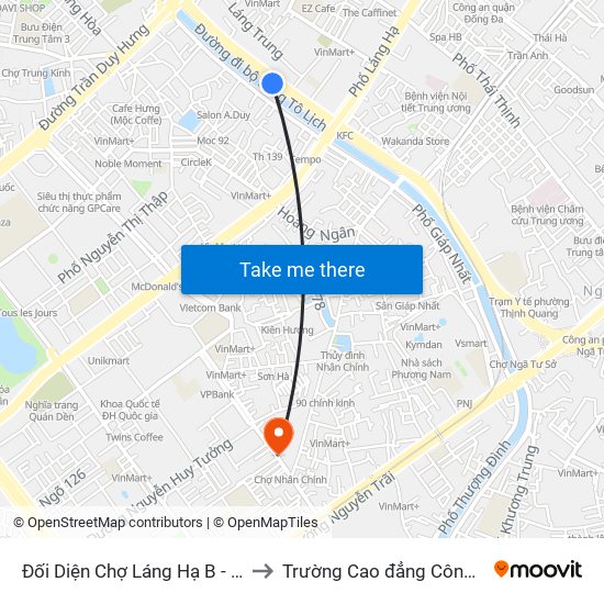 Đối Diện Chợ Láng Hạ B - 564 Đường Láng to Trường Cao đẳng Công thương Hà Nội map