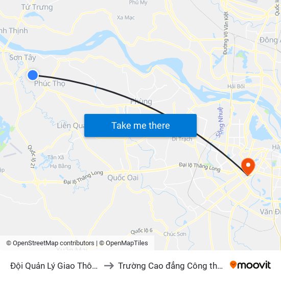 Đội Quản Lý Giao Thông 4 - Ql32 to Trường Cao đẳng Công thương Hà Nội map