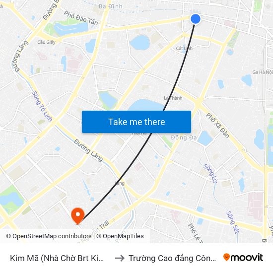 Kim Mã (Nhà Chờ Brt Kim Mã) - Biển Trước to Trường Cao đẳng Công thương Hà Nội map